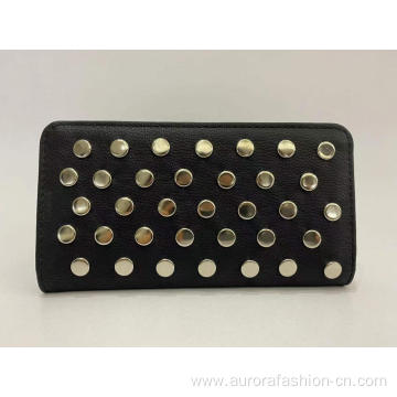 Black Rivet Wallets Lady Purse 2 Folds Wallets